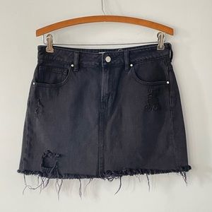 PacSun Denim Ash Black Frayed Distressed Skirt